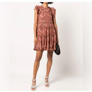 Ulla Johnson Womens Adele Flutter Sleeve Mini Dress in Rosebud Flutter Size 8